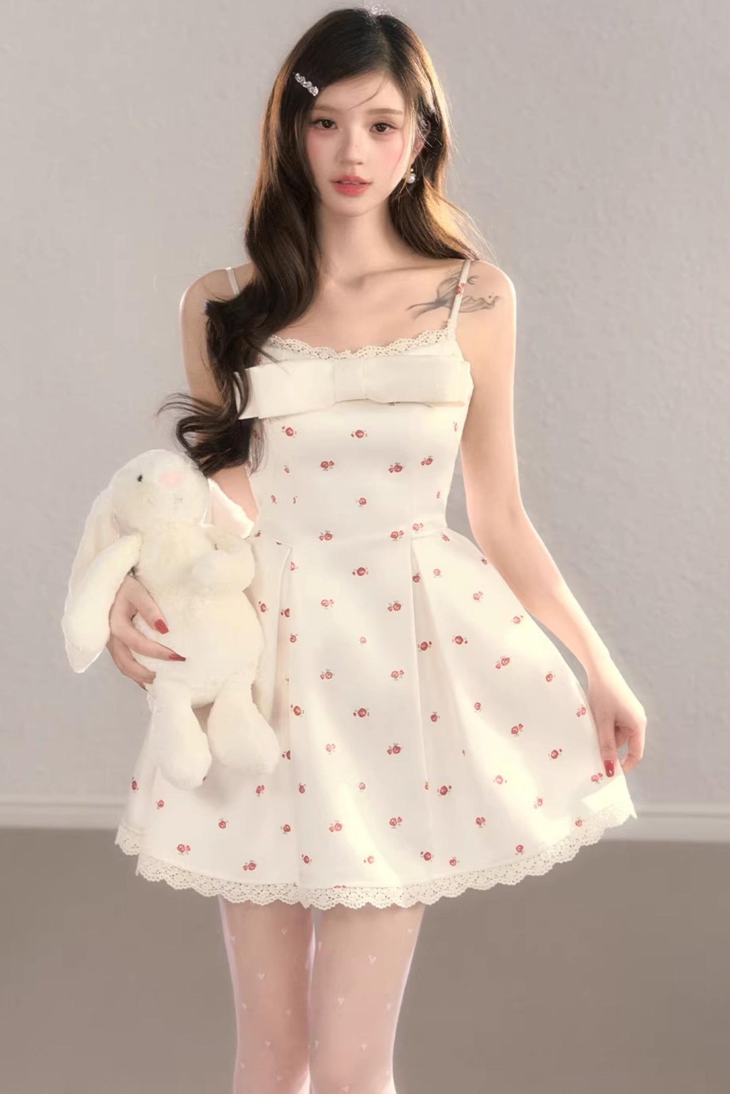 Bow Print Strap Dress