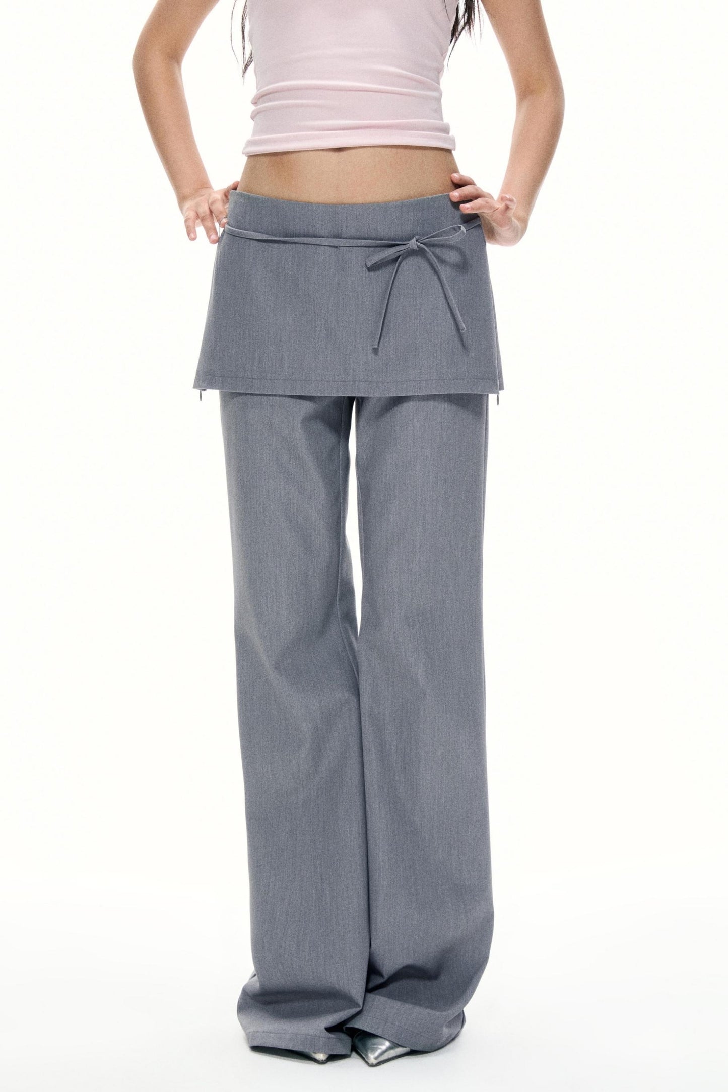 Summer Gray Wide Leg Suit Pants