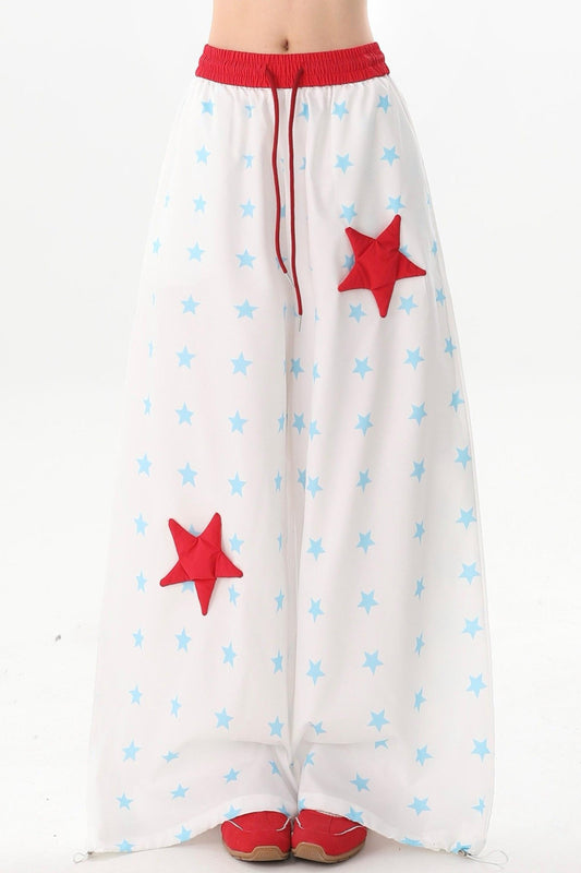 Dopamine Star Print Wide-Leg Pants