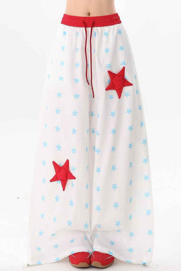 Dopamine Star Print Wide-Leg Pants
