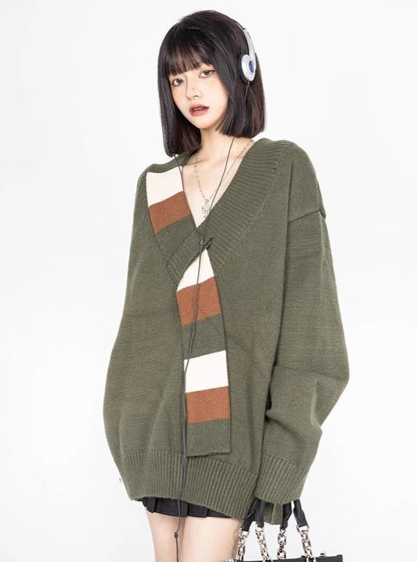 V-neck sweater pullover knit jacket