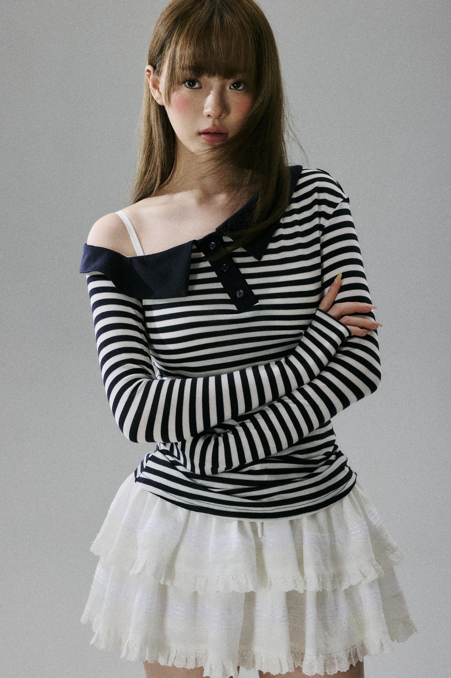 Off-Shoulder Wool Blend Top