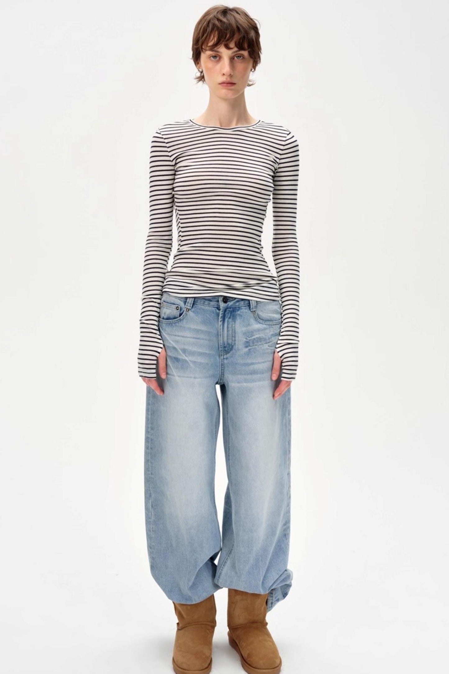 Versatile Knitted Striped Wool Base Shirt