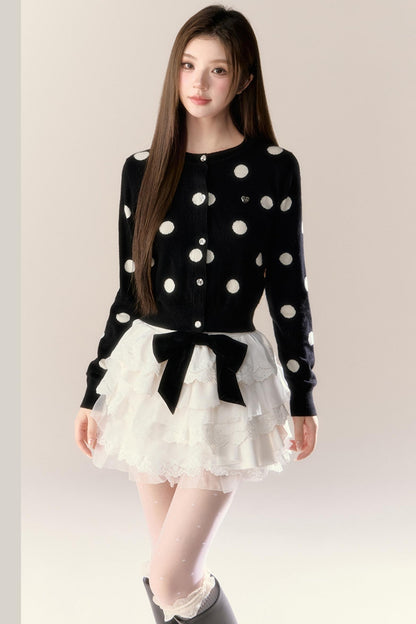 Velvet Polka Dot Cardigan