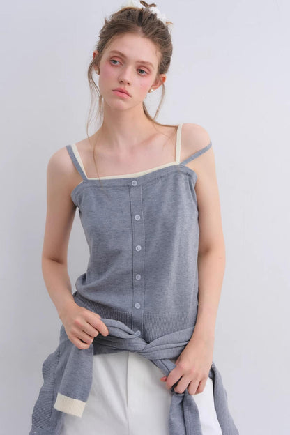 Gray Wool Cardigan Set