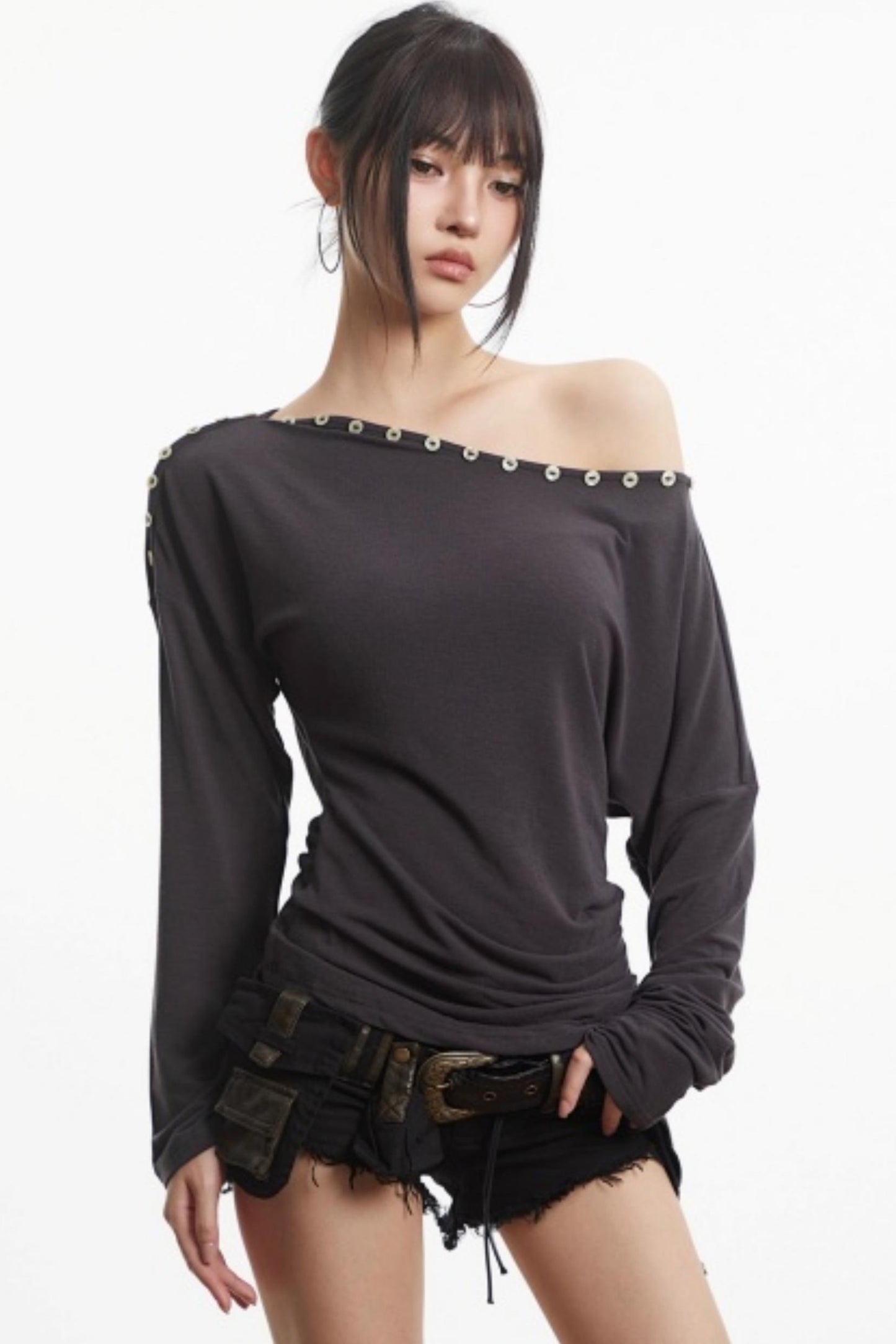 Retro Slim Off-Shoulder Top