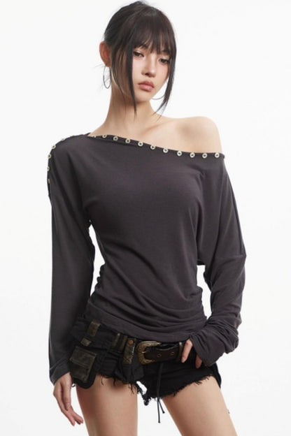 Retro Slim Off-Shoulder Top