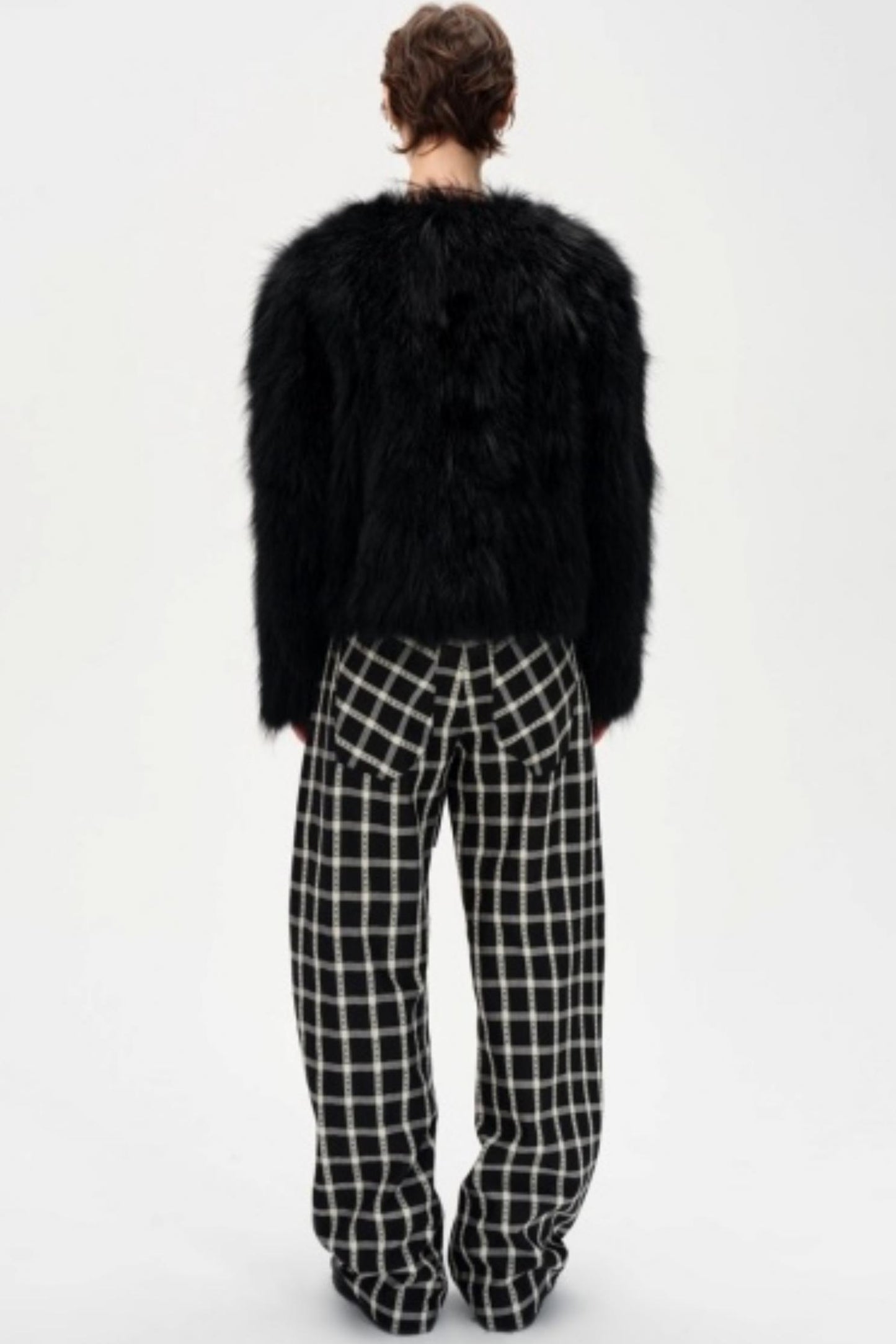 Lyocell Check Drawstring Cotton Trousers