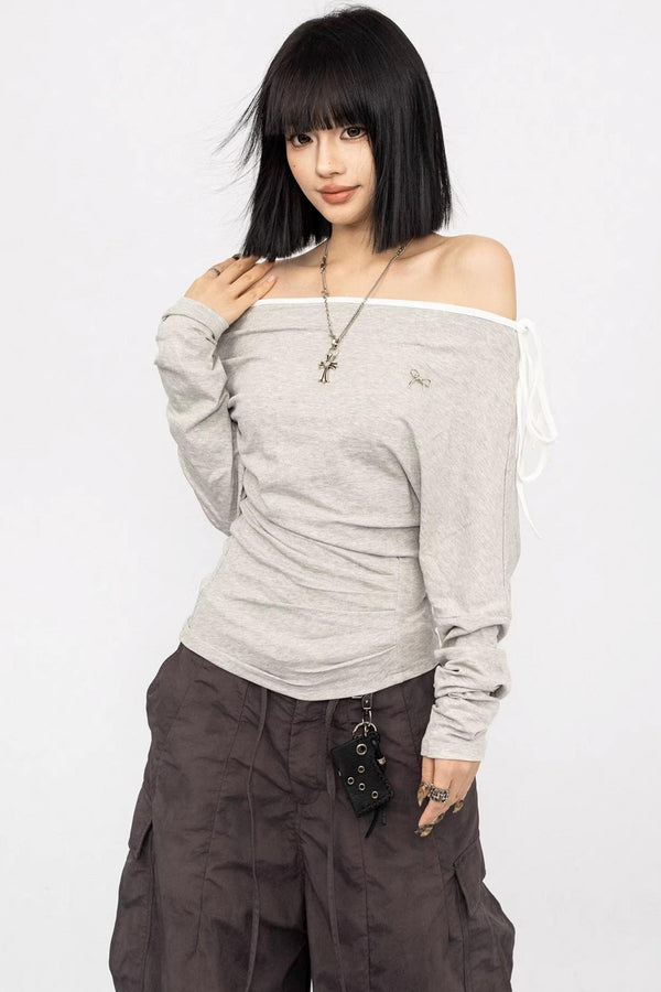 Lace-Up Off-Shoulder Top