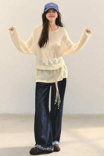 Floral Cutout Long Sleeve Top