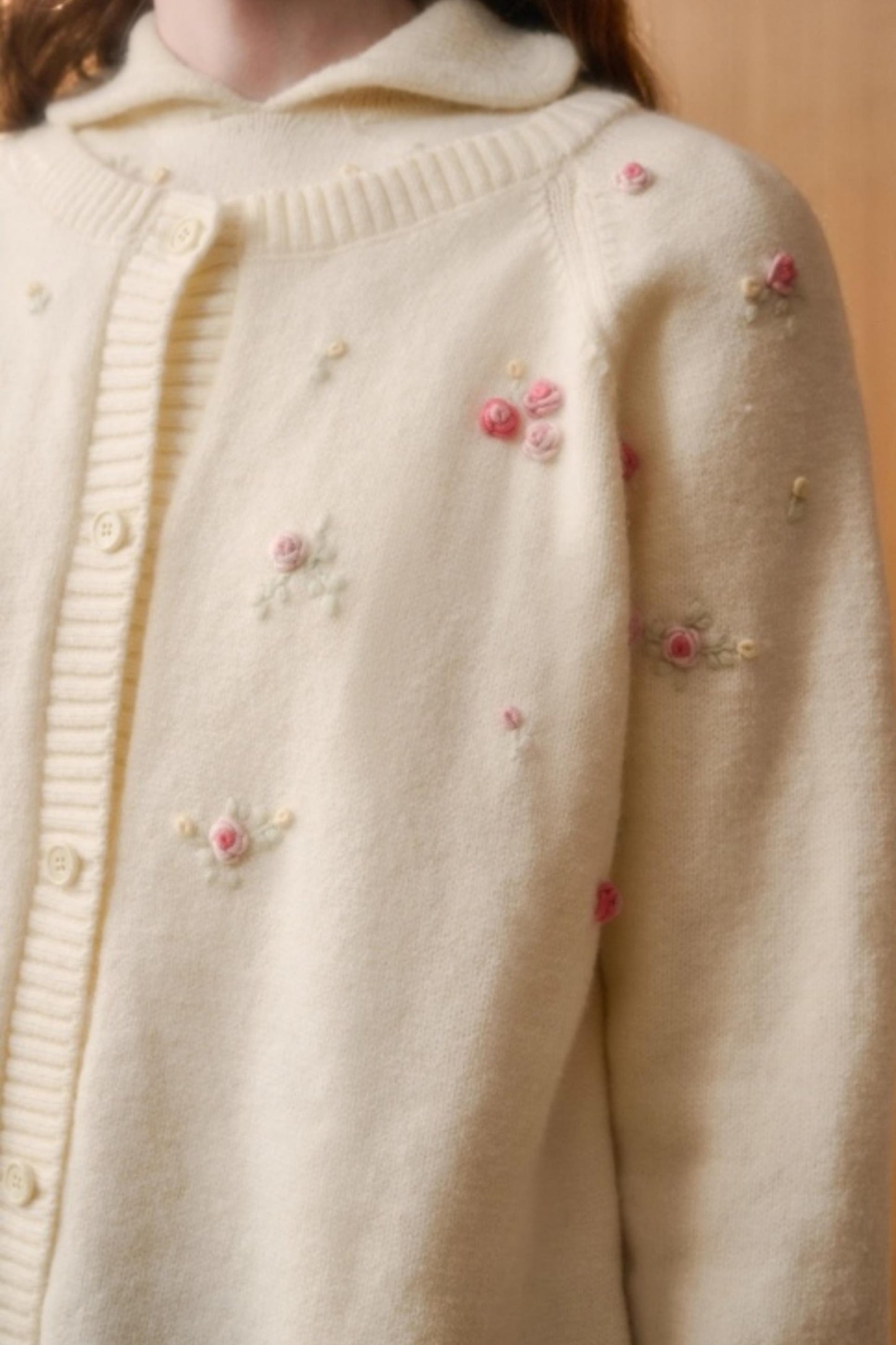 Hand-Embroidered Wool Cardigan