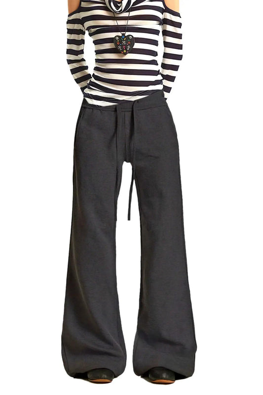 Black Knitted Bell-Bottom Pants