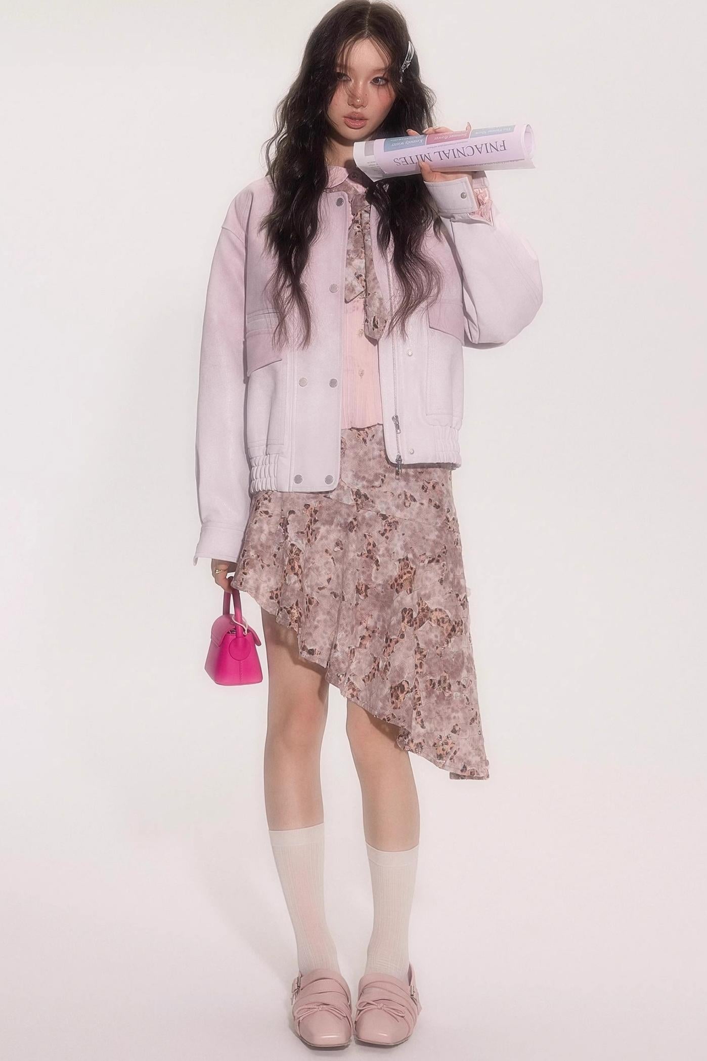 Pink Gradient Burst Leather Jacket