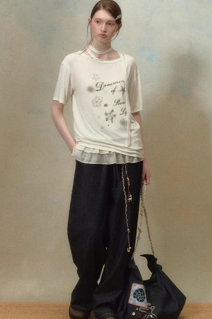 Elastic Wide Leg Jeans