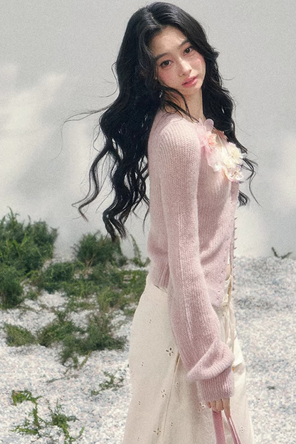 Spring Soft Breeze Floral Sweater Set-Up