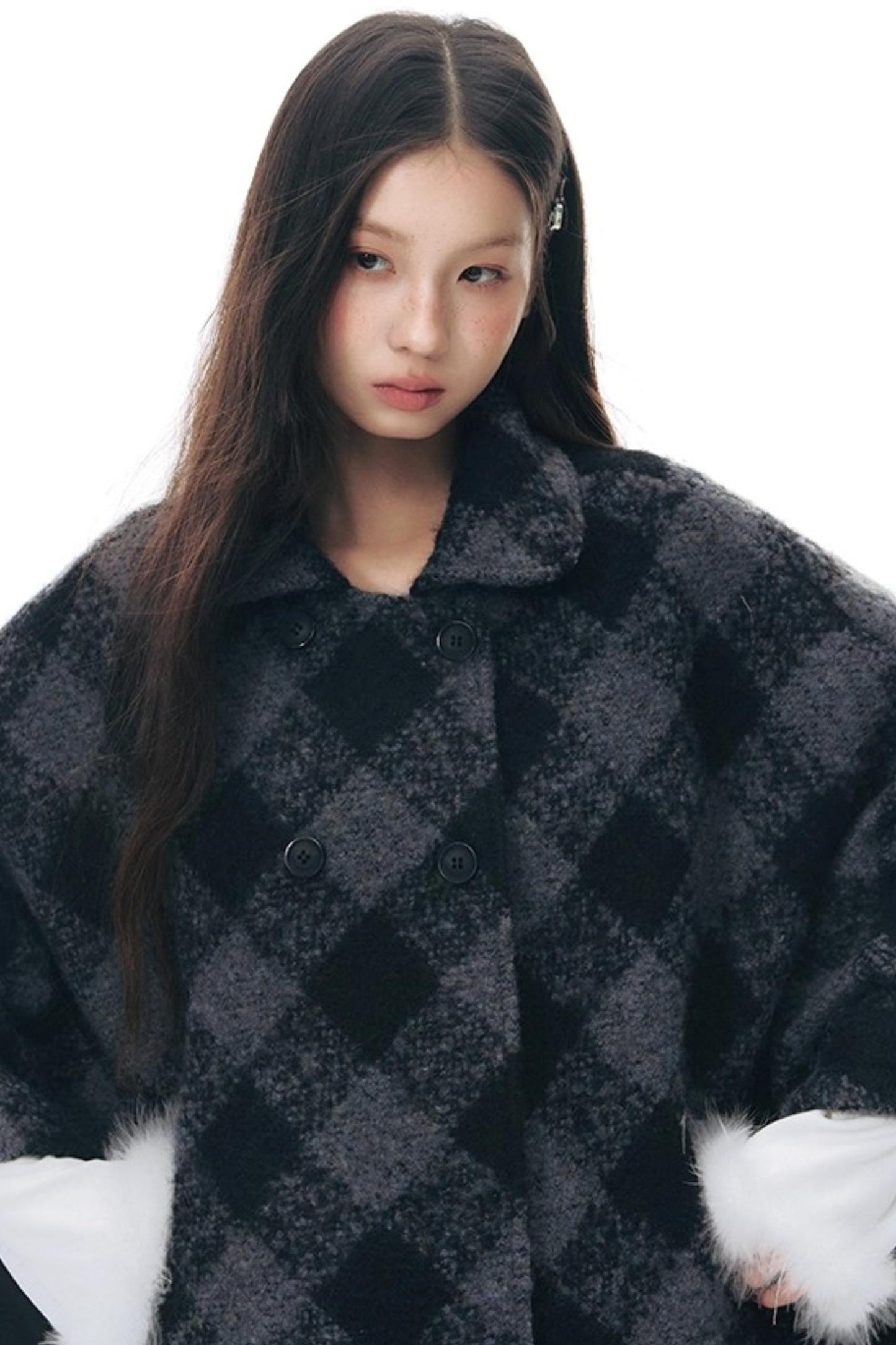 Plaid Cape Winter Coat