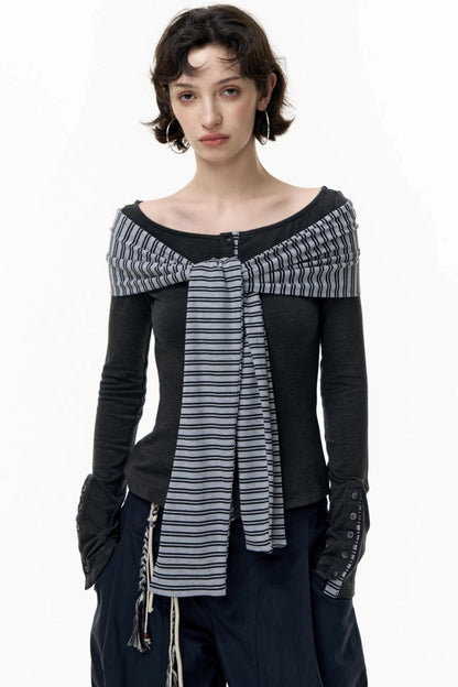 Off-the-Shoulder Striped Tops