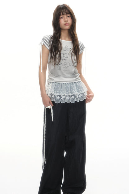 Wide-Leg Lace Summer Sweatpants