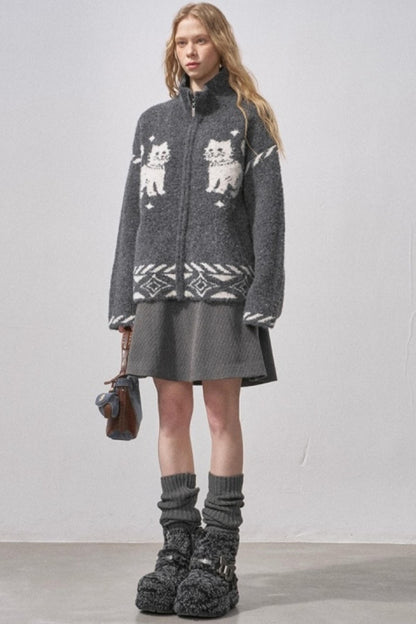 Star Kitty Jacquard Cardigan