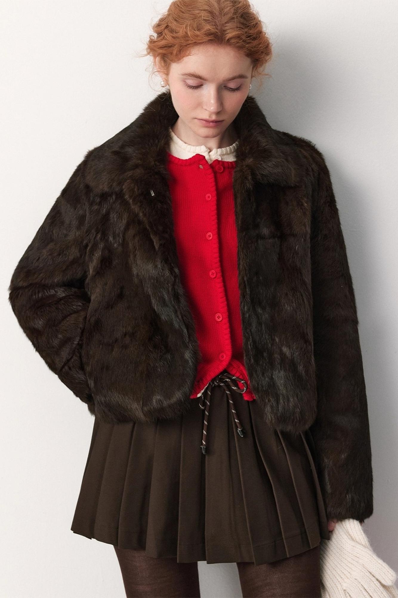 Coffee-Colored Rabbit Fur Coat