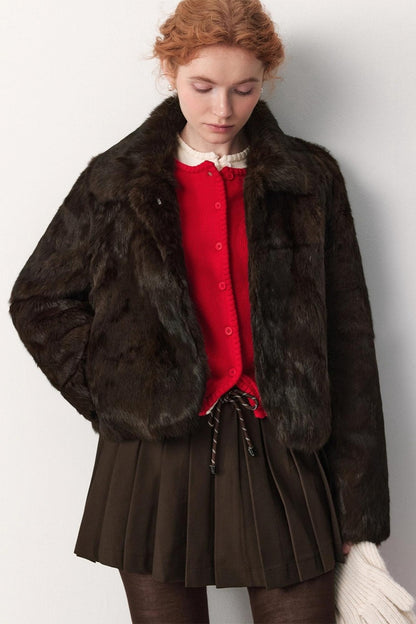 Coffee-Colored Rabbit Fur Coat