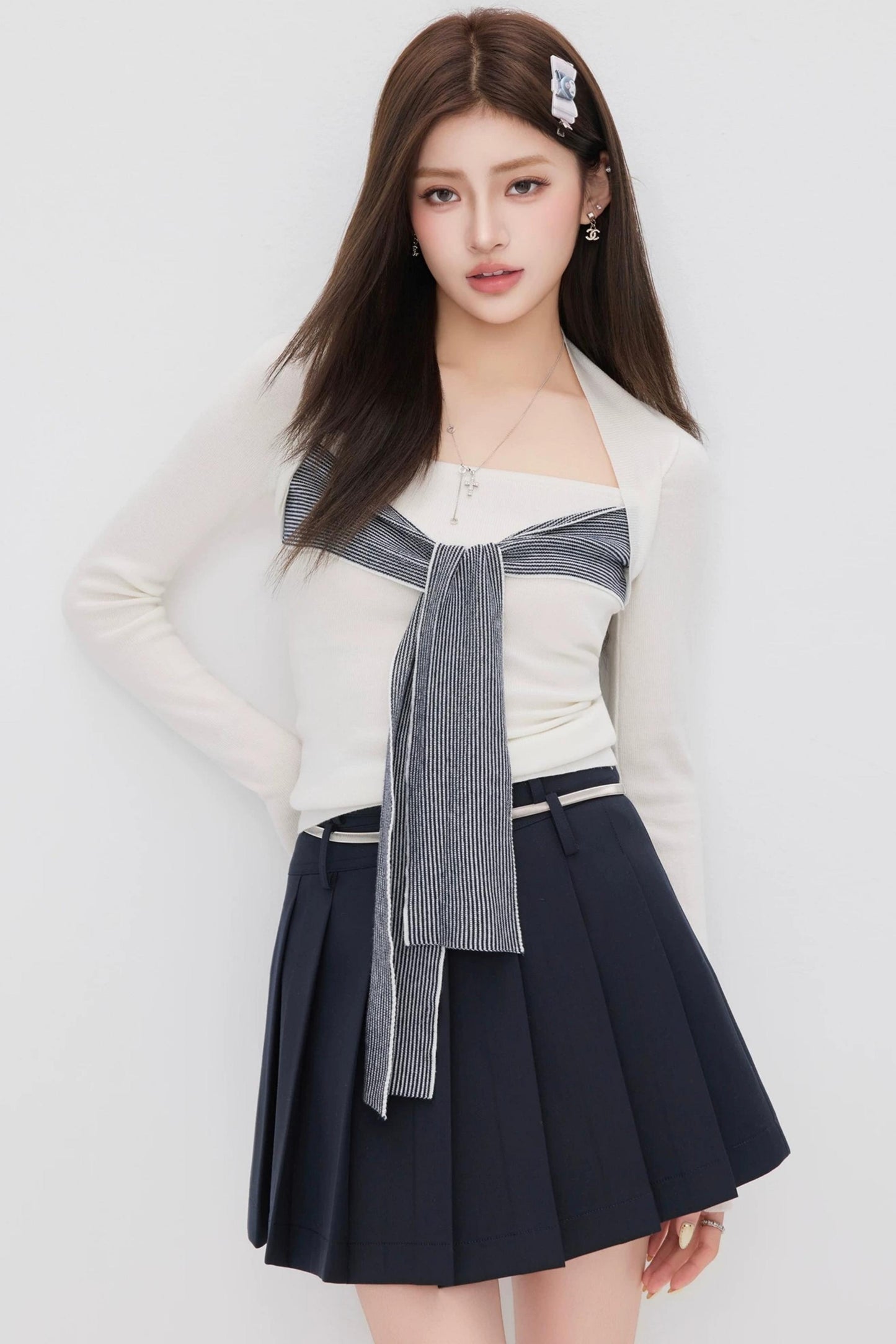Faux Two-Piece Knit Top