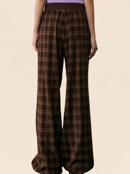 Retro Plaid Wide-leg Pants