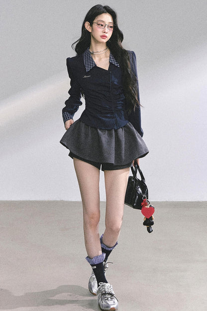 Slimming Blue Plaid Shirt