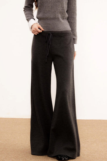 Wool Knit Wide-Leg Pants