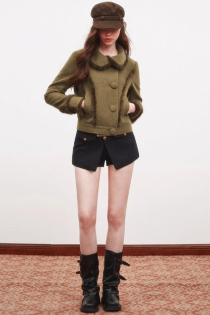 Warm Mink Fur Woolen Short Coat