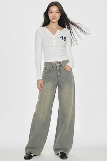 Retro Distressed Scimitar Jeans