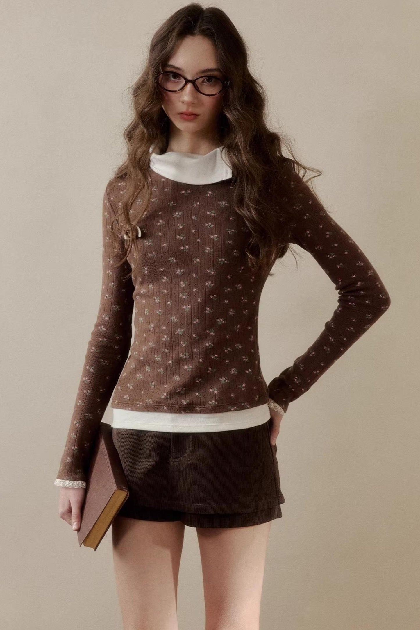 Floral Knit Long-Sleeve Top