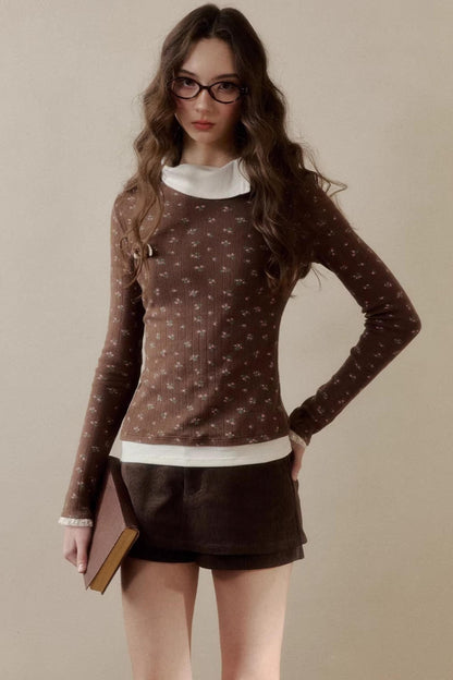 Floral Knit Long-Sleeve Top