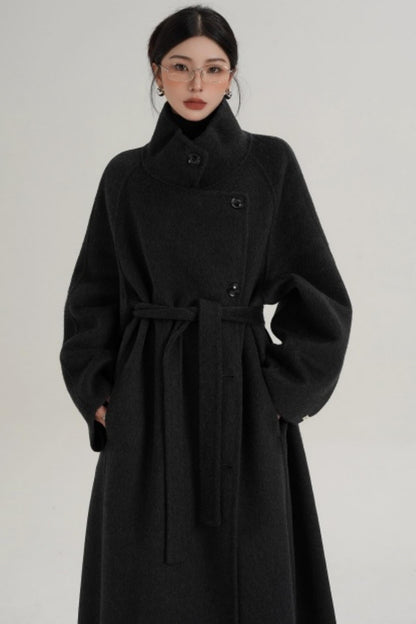 Elegant Charcoal Wool Coat