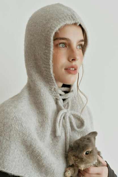 Pearl Gray Knit Cape Hat