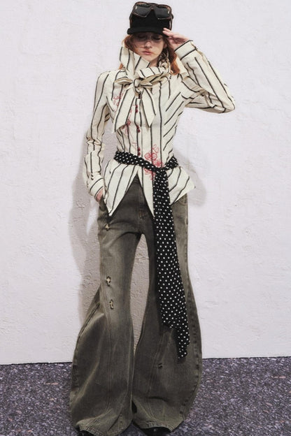 Embroidered Slim Striped Shirt