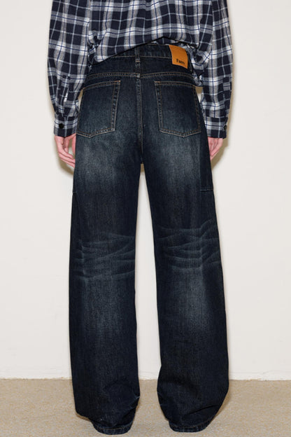 Washed Whiskered Denim Pants