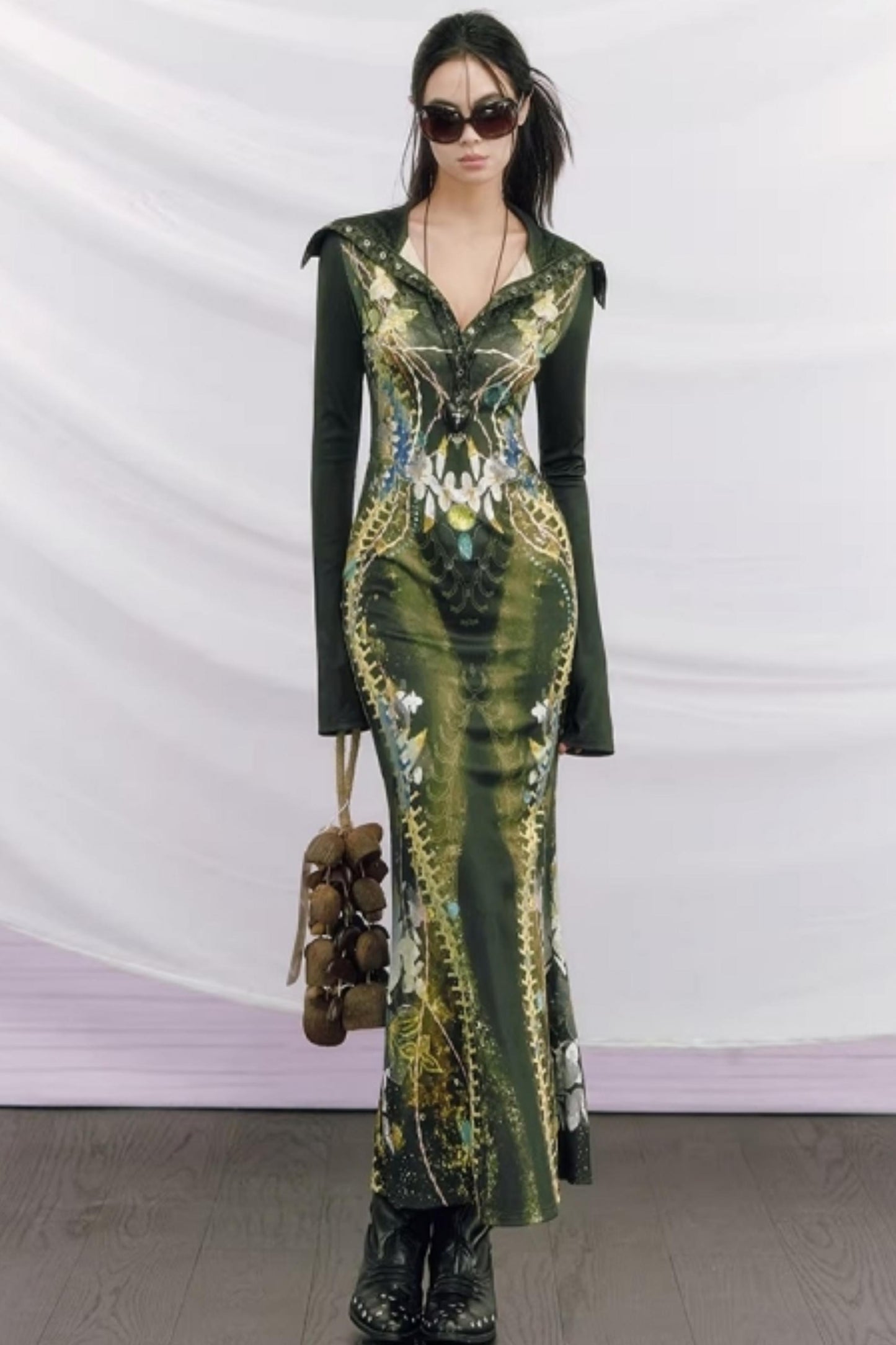 Bone Print Fishtail Dress