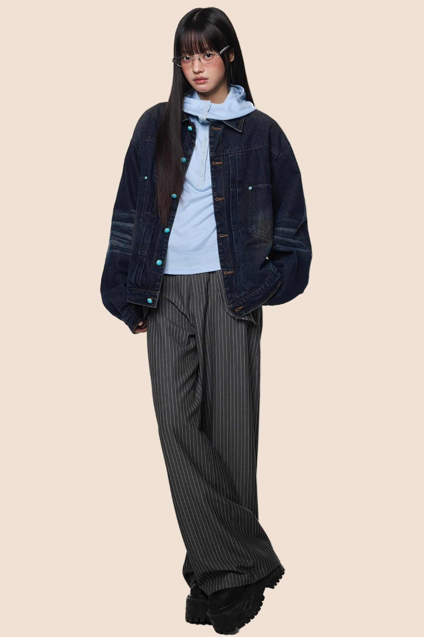 Washed Cargo Denim Jacket