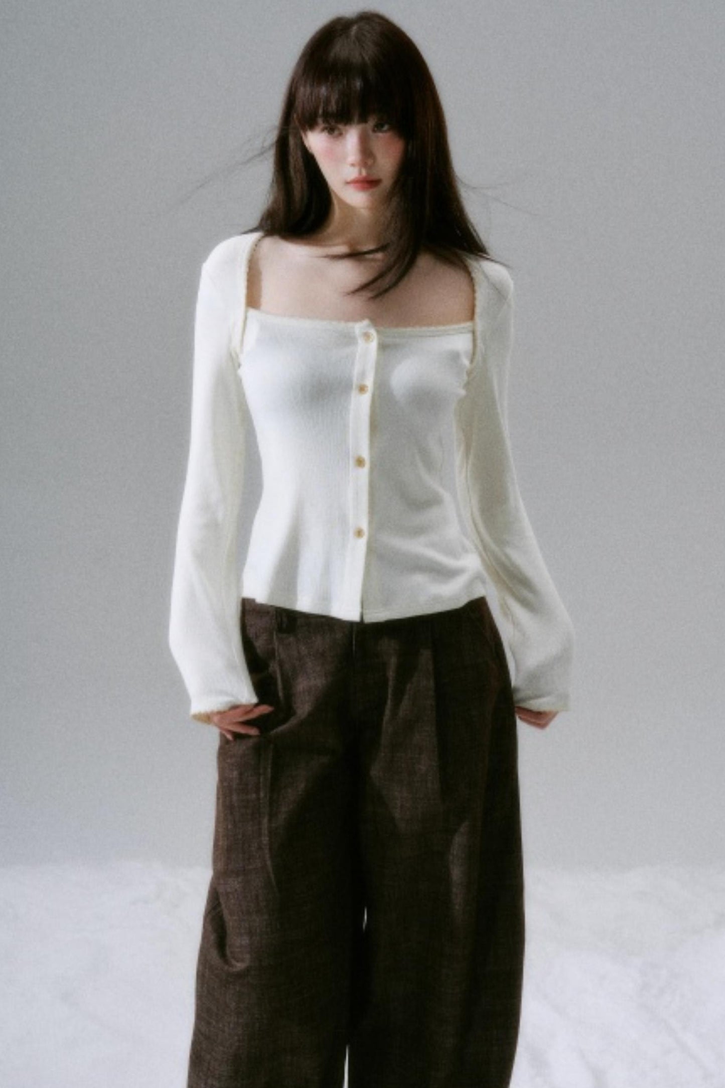 Lyocell Rabbit Fur Long-Sleeve Top