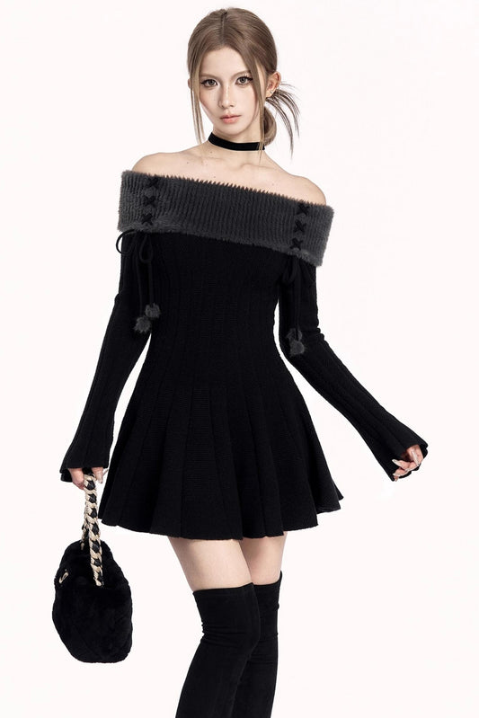 Off-Shoulder Winter Sweater Dress