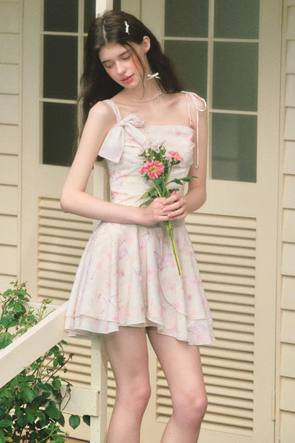 Love Butterfly Floral Waist Dress