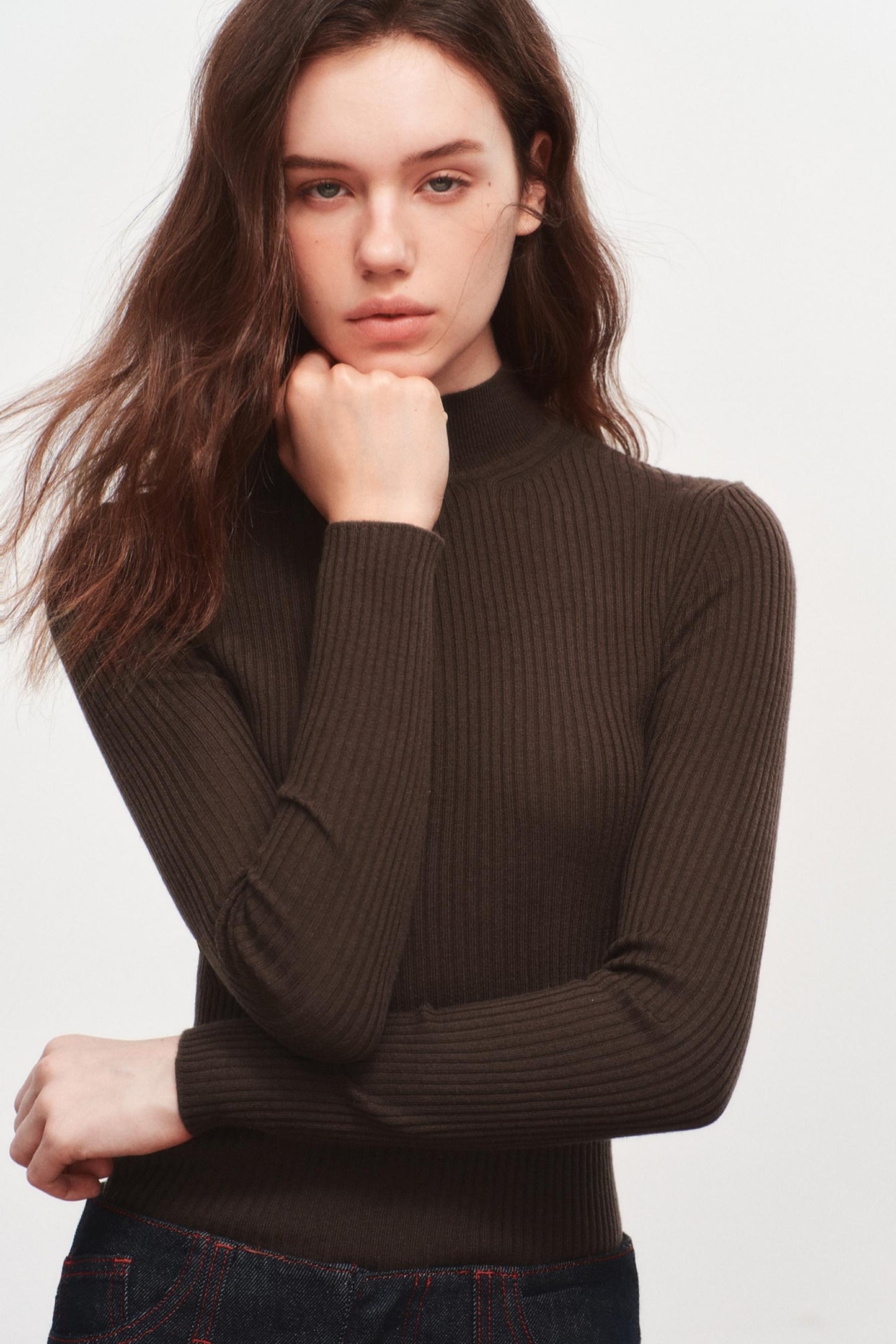 High Neck Knitted Sweater Top