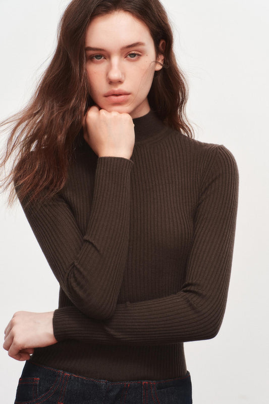 High Neck Knitted Sweater Top