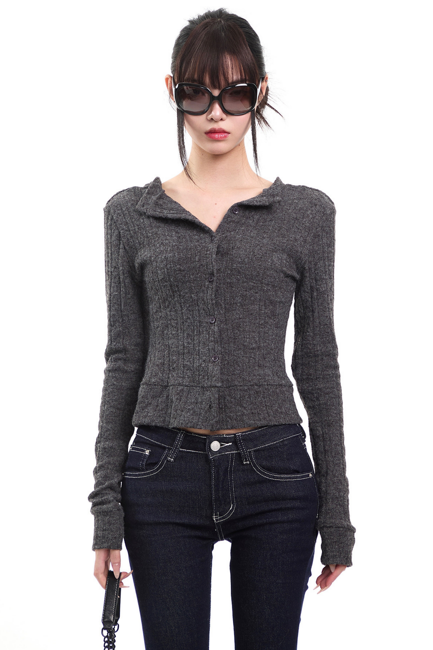Dark Gray Knit Cardigan