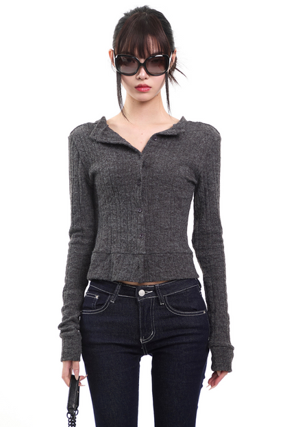 Dark Gray Knit Cardigan
