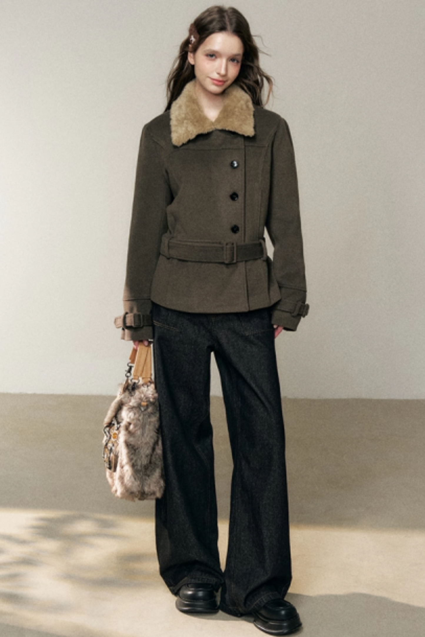 Coffee Green Woolen Coat