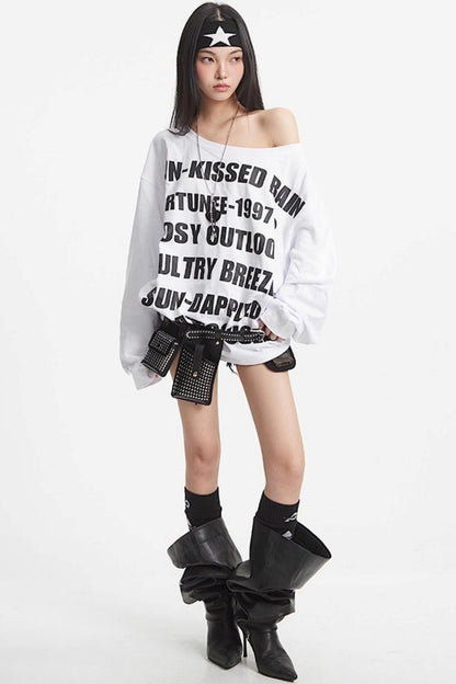 Slanted Shoulder Sweatshirt