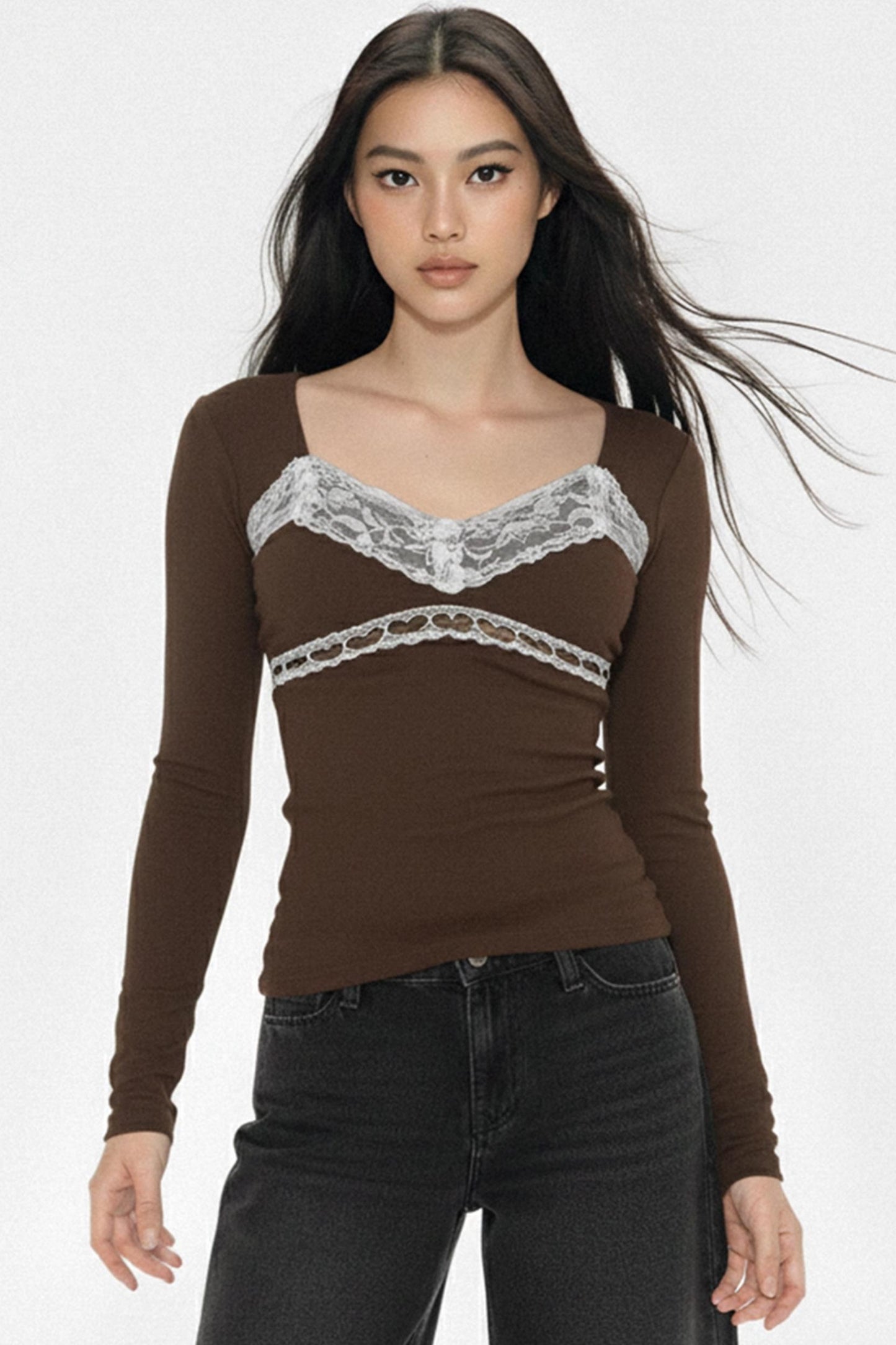 Retro Lace Knitted Top