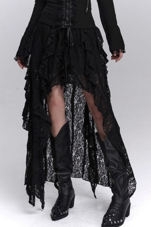 Irregular Lace Hem Skirt